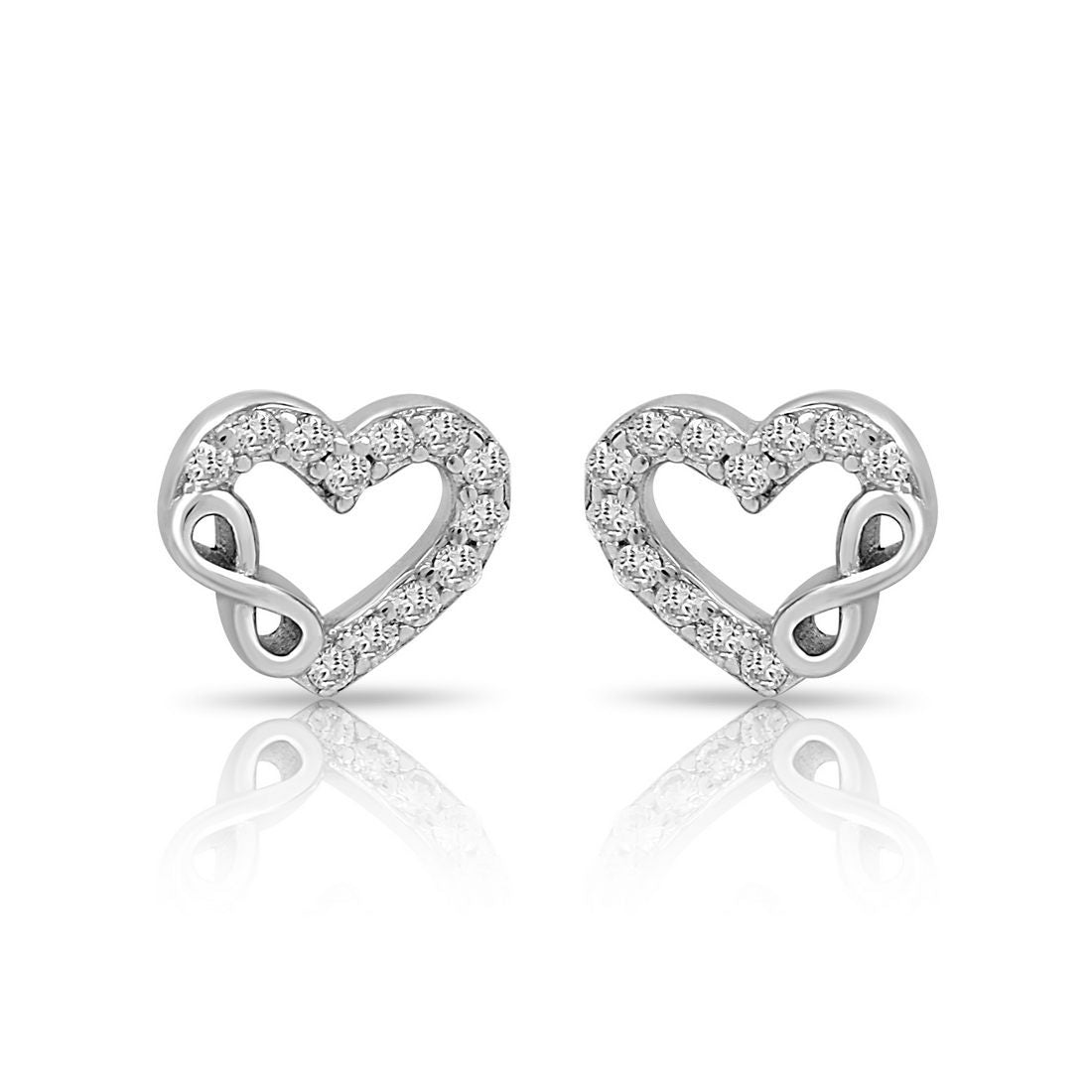 Intertwined Heart Infinity Rhodium Plated 925 Sterling Silver Earrings