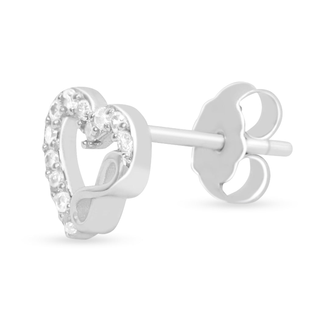 Intertwined Heart Infinity Rhodium Plated 925 Sterling Silver Earrings