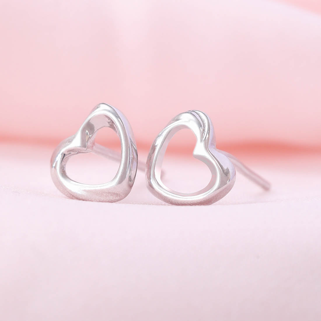 Heart Gleam Rhodium Plated 925 Sterling Silver Earrings