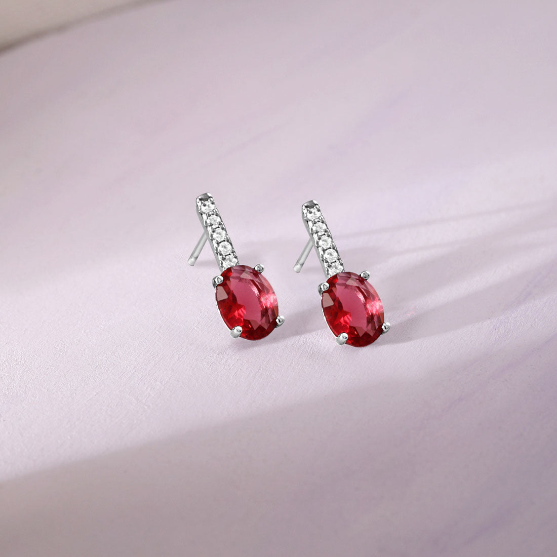 Romantic Pink Rhodium Plated 925 Sterling Silver Earrings