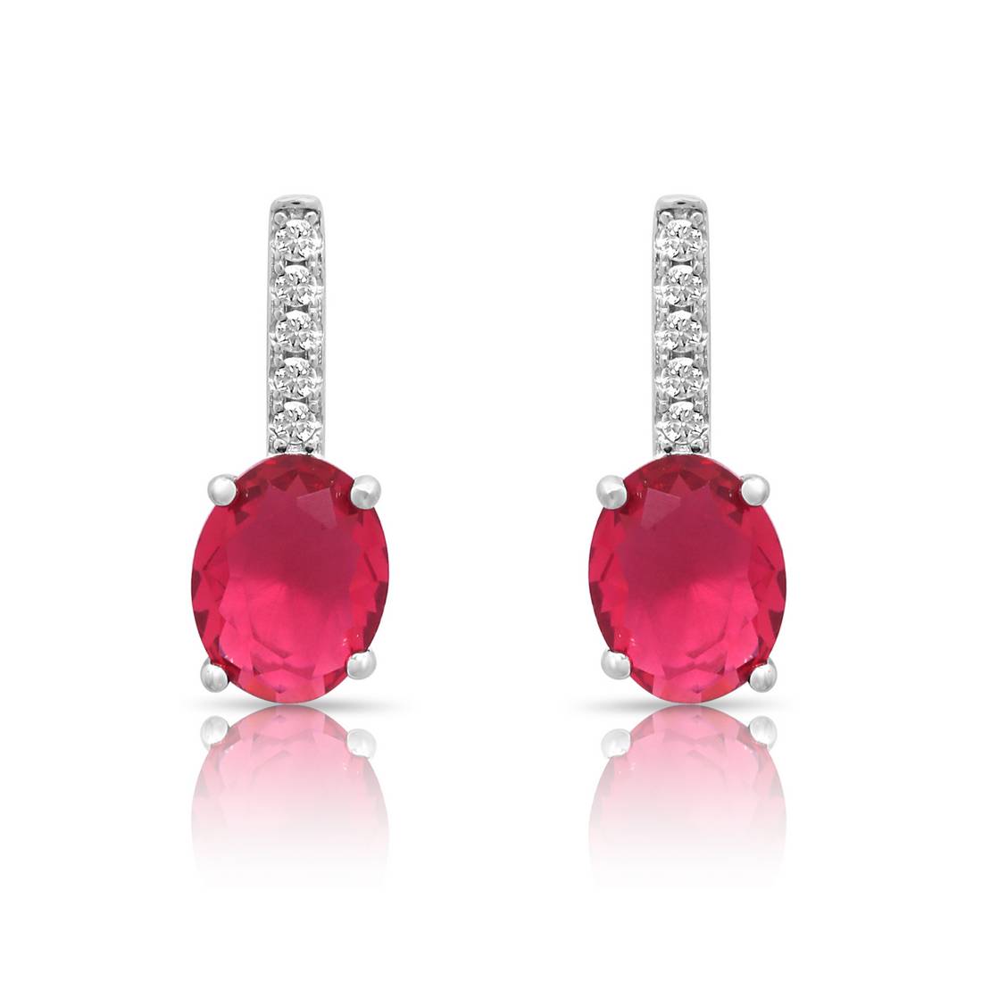 Romantic Pink Rhodium Plated 925 Sterling Silver Earrings