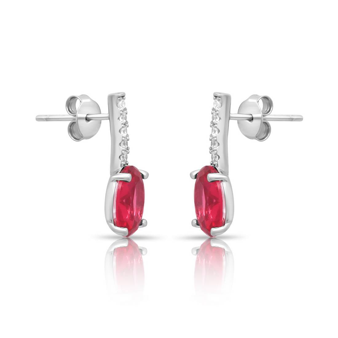 Romantic Pink Rhodium Plated 925 Sterling Silver Earrings