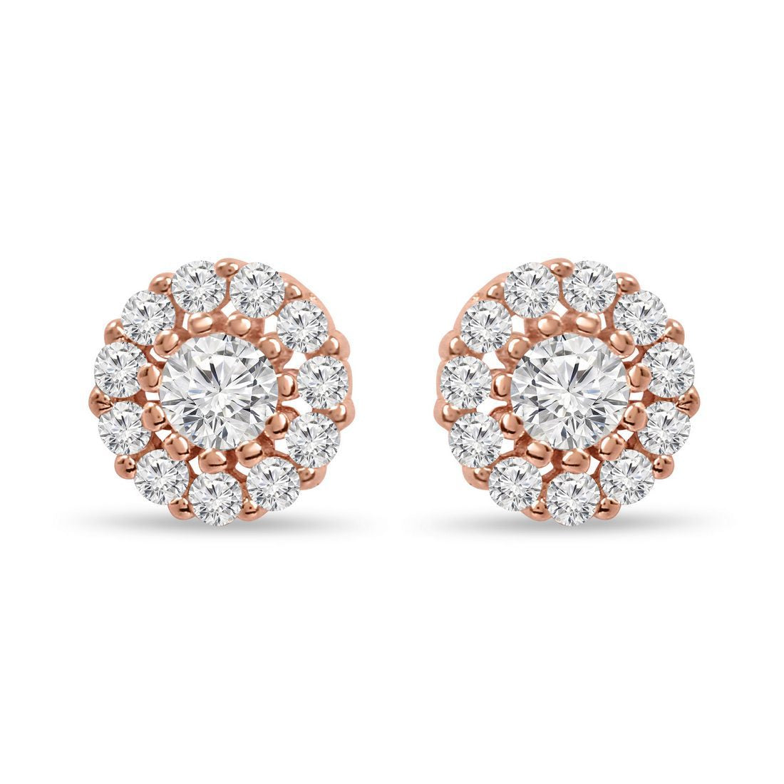 Charming Rose Gold 925 Sterling Silver Flower Stud Earrings