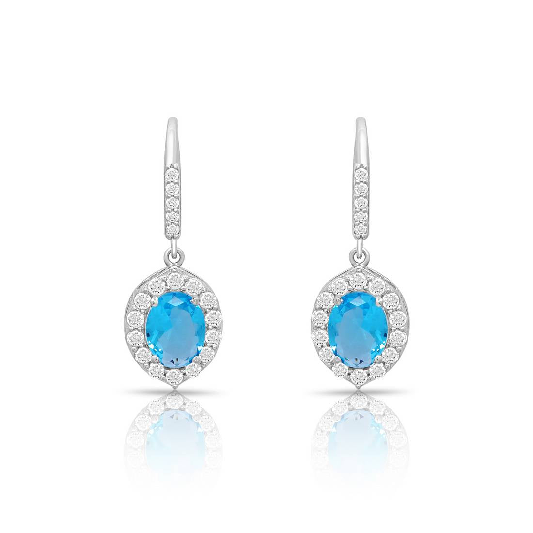 Ocean Blue Rhodium Plated 925 Sterling Silver Earrings