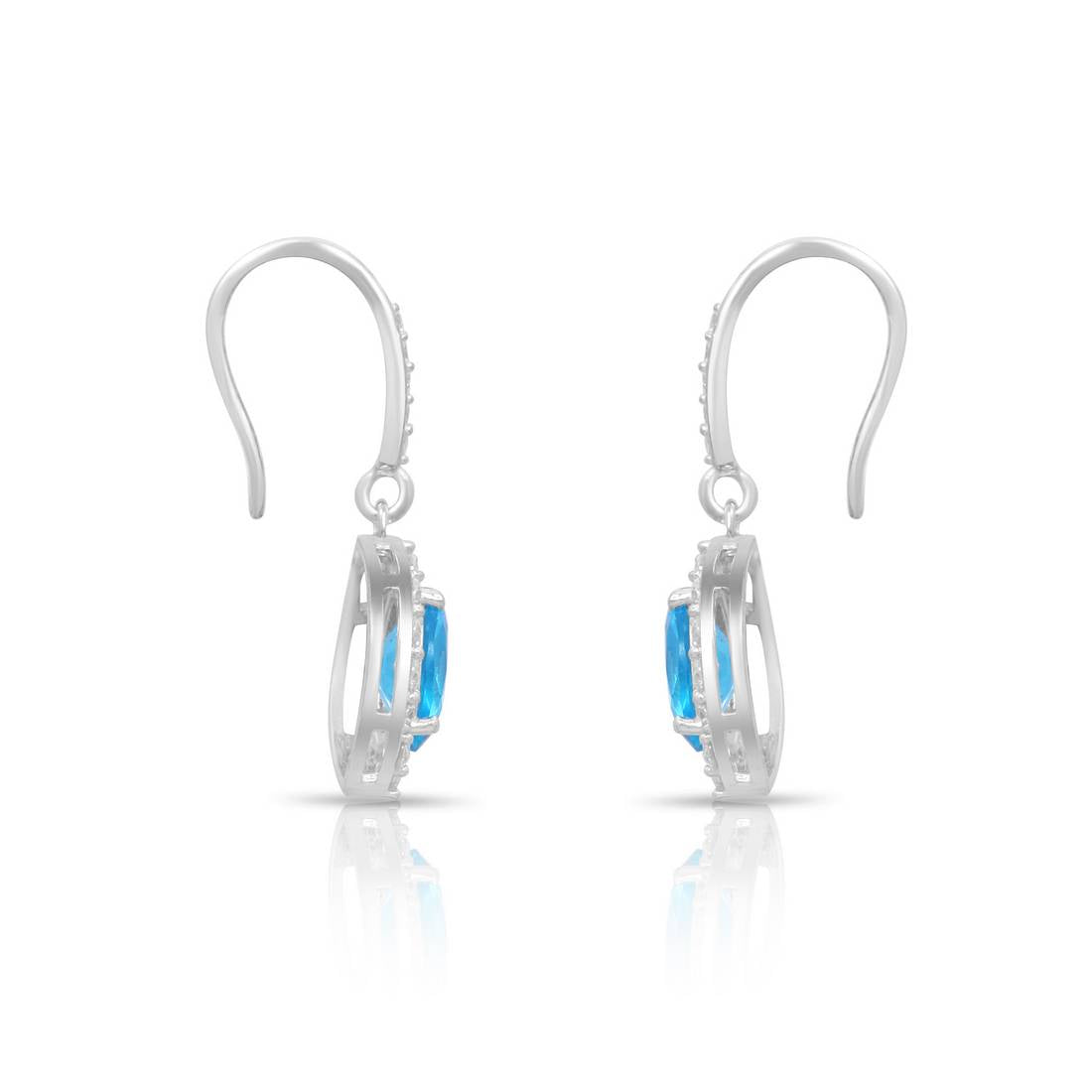 Ocean Blue Rhodium Plated 925 Sterling Silver Earrings