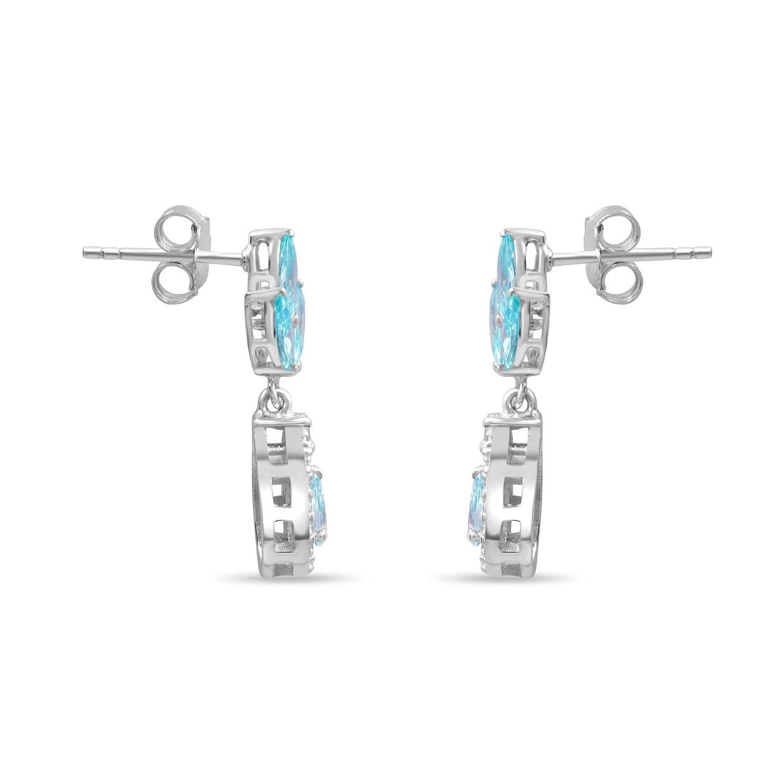 Teardrop Rhodium Plated 925 Sterling Silver Earrings