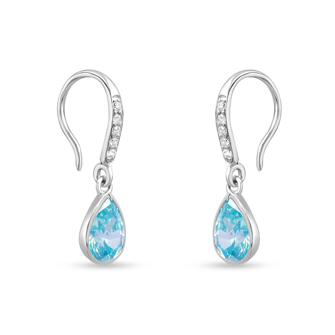 Teardrop Rhodium-Plated 925 Sterling Silver Blue Drop Earrings