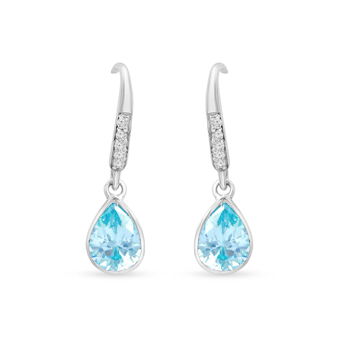 Teardrop Rhodium-Plated 925 Sterling Silver Blue Drop Earrings