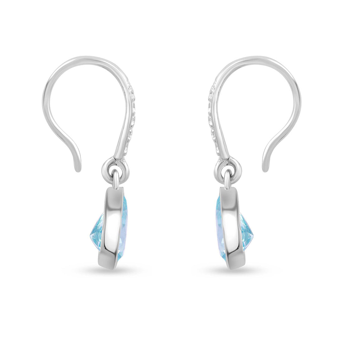 Teardrop Rhodium-Plated 925 Sterling Silver Blue Drop Earrings