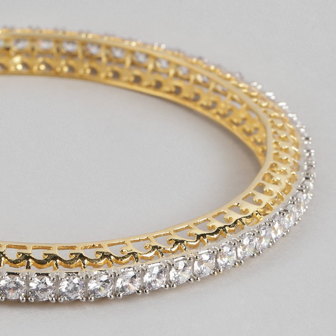 Radiant CZ Elegance: Gold-Plated 925 Sterling Silver Women's Bangle