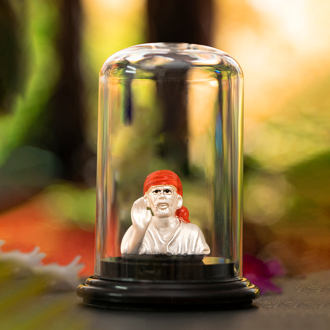 Divine Radiance Rhodium-Plated 999 Silver Sai Baba Idol