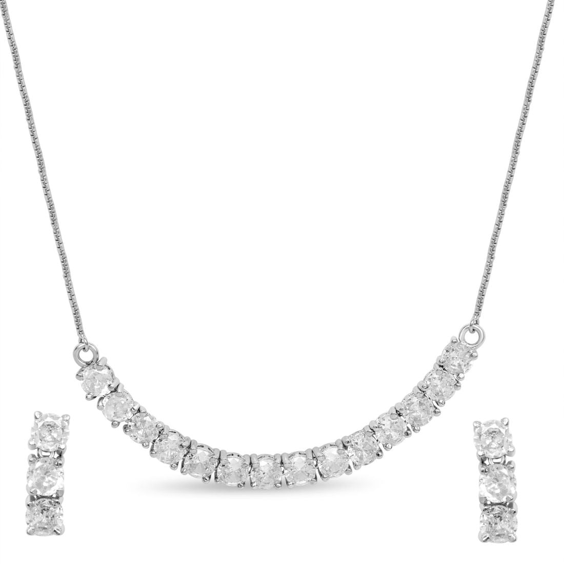 Glitz Ensemble Rhodium Plated 925 Sterling Silver Jewelry Set