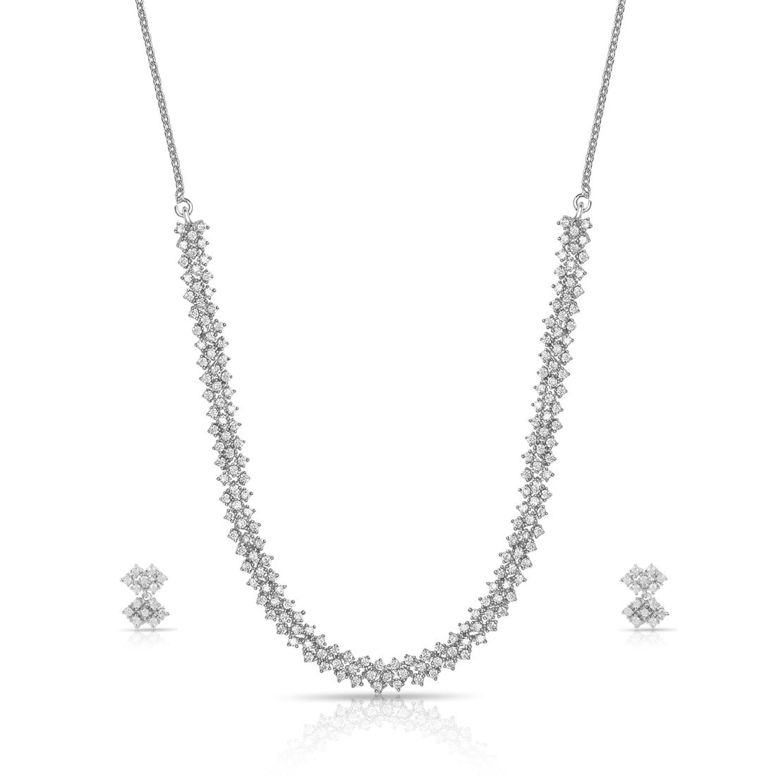 Ethereal Elegance Rhodium Plated 925 Sterling Silver Jewelry Set