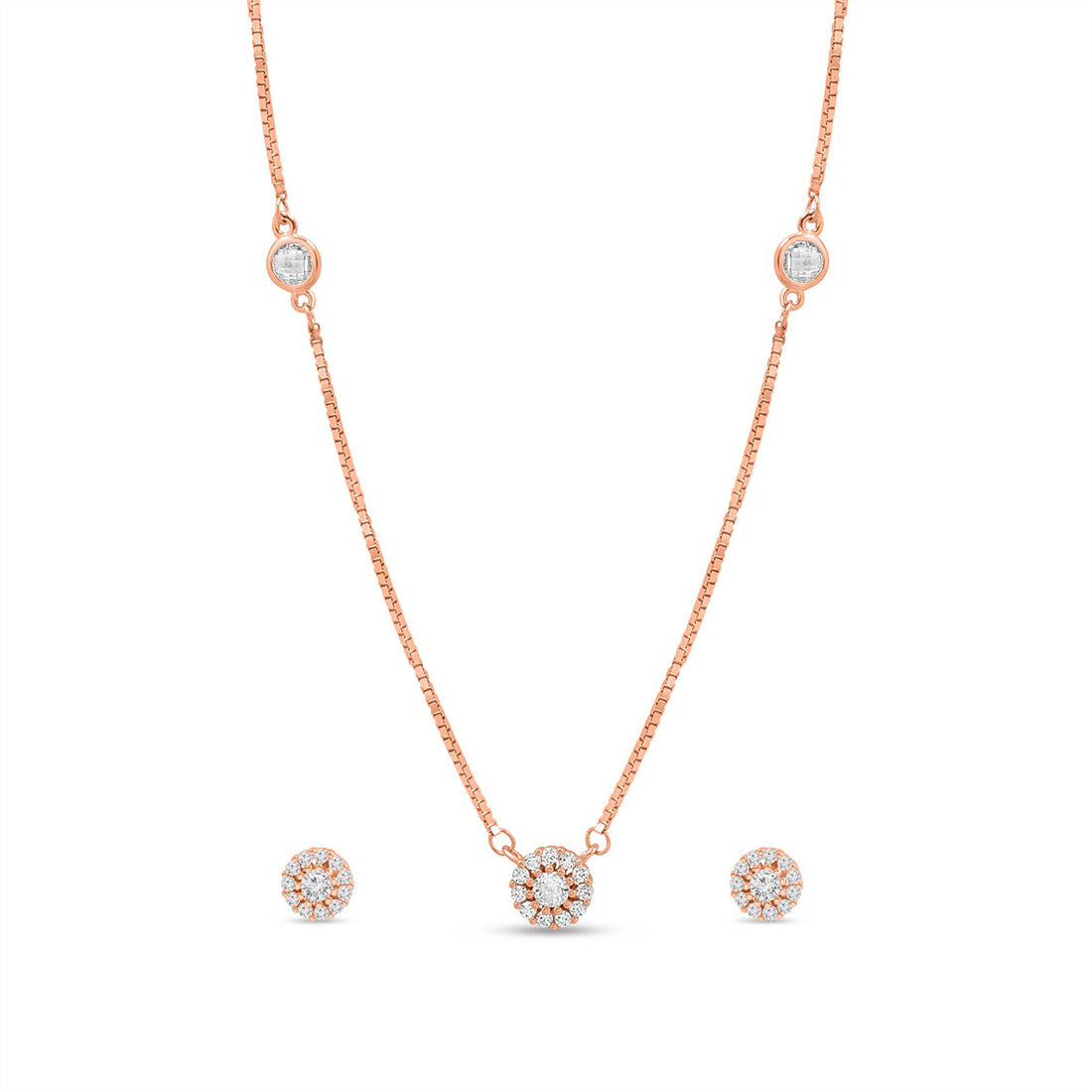 Blooming Beauty Rose Gold Plated 925 Sterling Silver Jewelry Set