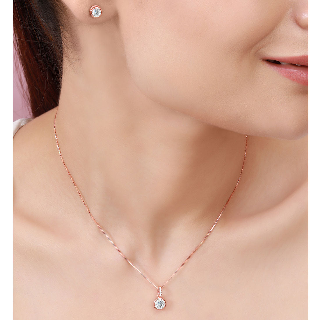 Solo Sparkle Rose Gold Plated 925 Sterling Silver Jewellery Set