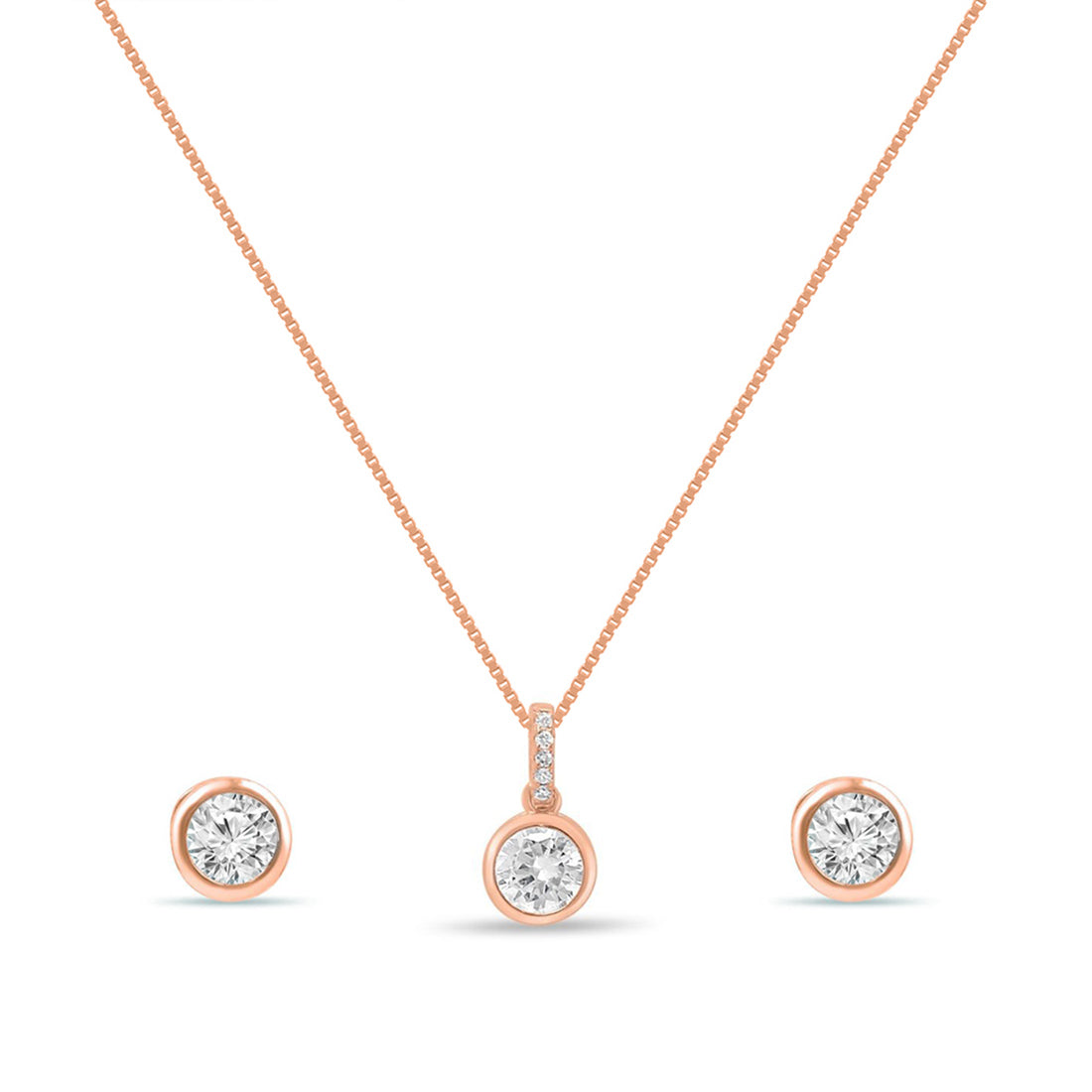 Solo Sparkle Rose Gold Plated 925 Sterling Silver Jewellery Set