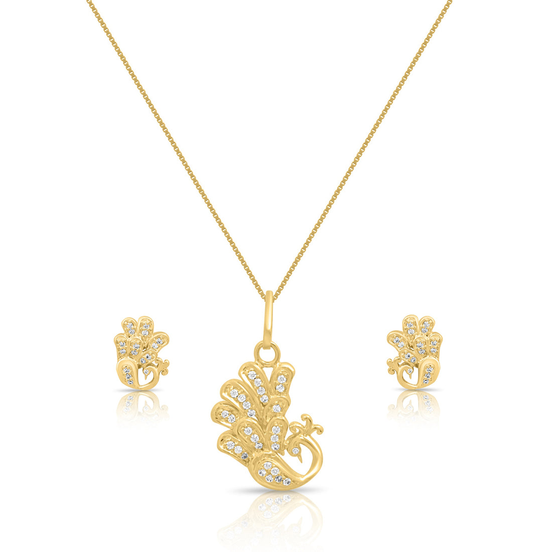 Peacock Glory Gold Plated 925 Sterling Silver Jewelry Set