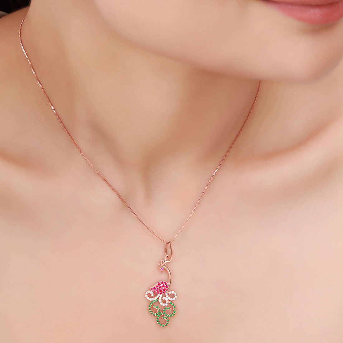 Peacock Glam Rose Gold Plated 925 Sterling Silver Jewellery Set