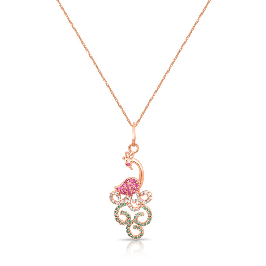 Peacock Glam Rose Gold Plated 925 Sterling Silver Jewellery Set