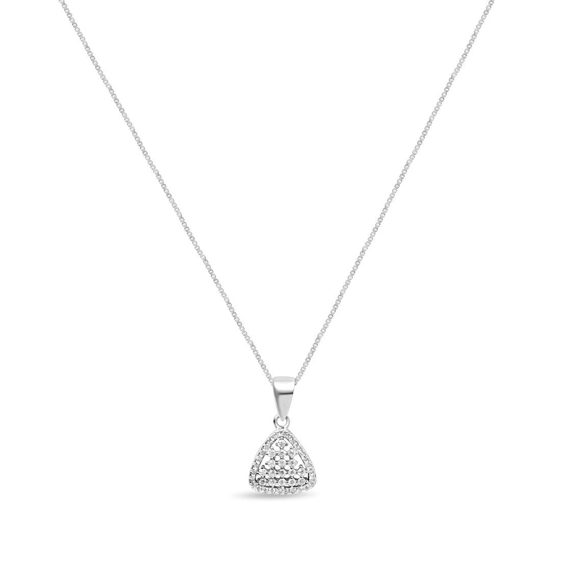 Sparkling Triangle 925 Sterling Silver Rhodium Plated Jewellery Set