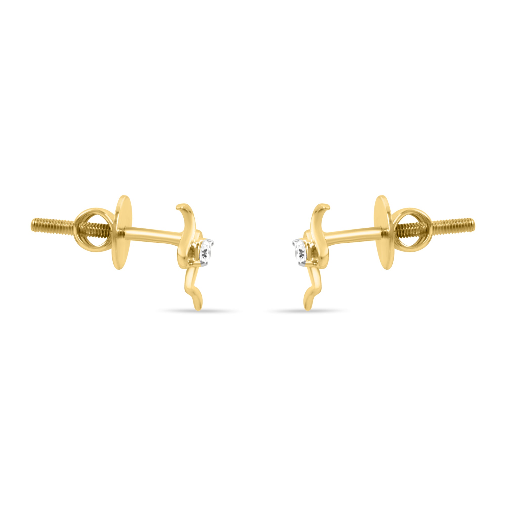 Gold Wave Earrings with Lab-Grown Diamonds