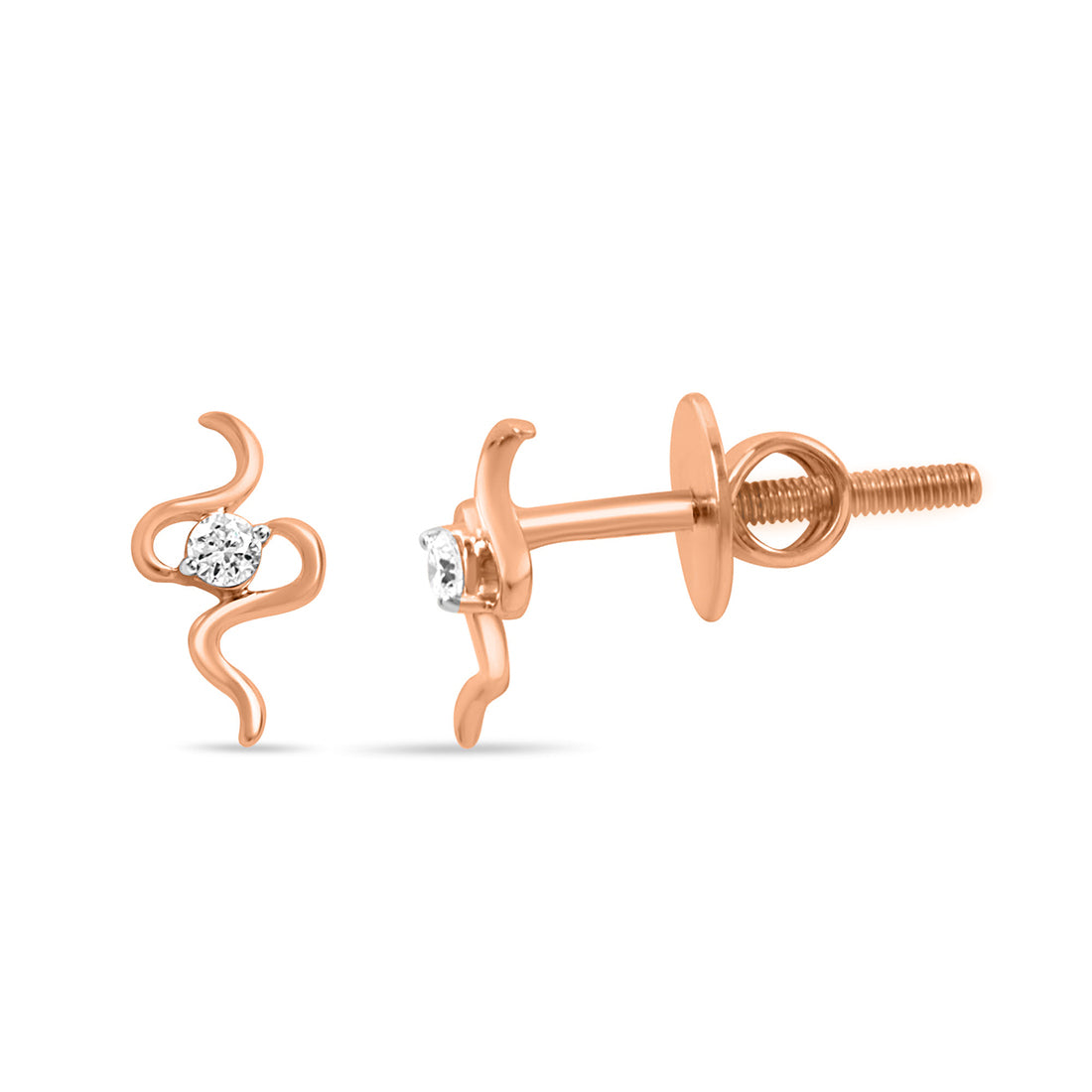 Gold Wave Earrings with Lab-Grown Diamonds