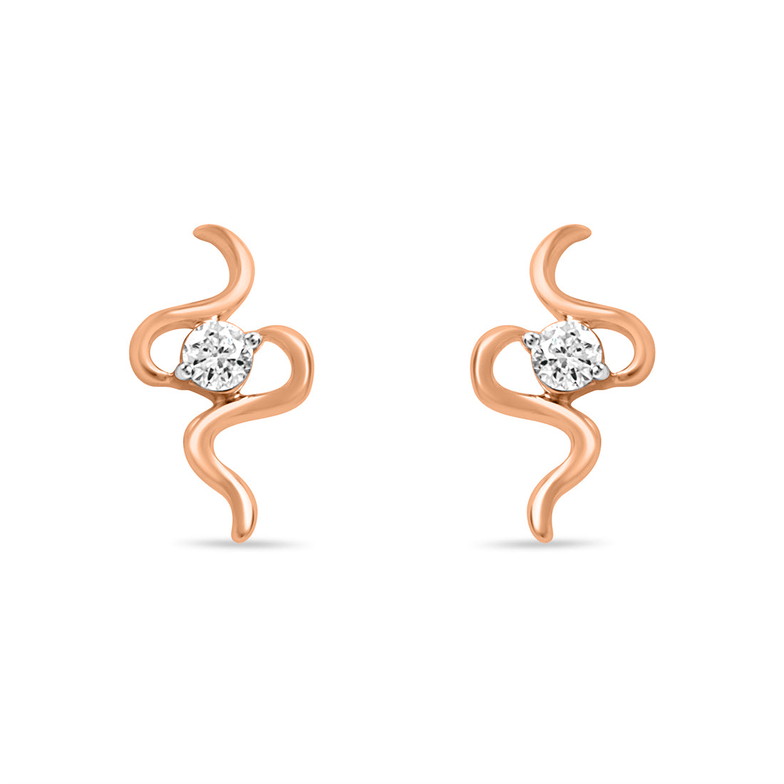 Gold Wave Earrings with Lab-Grown Diamonds