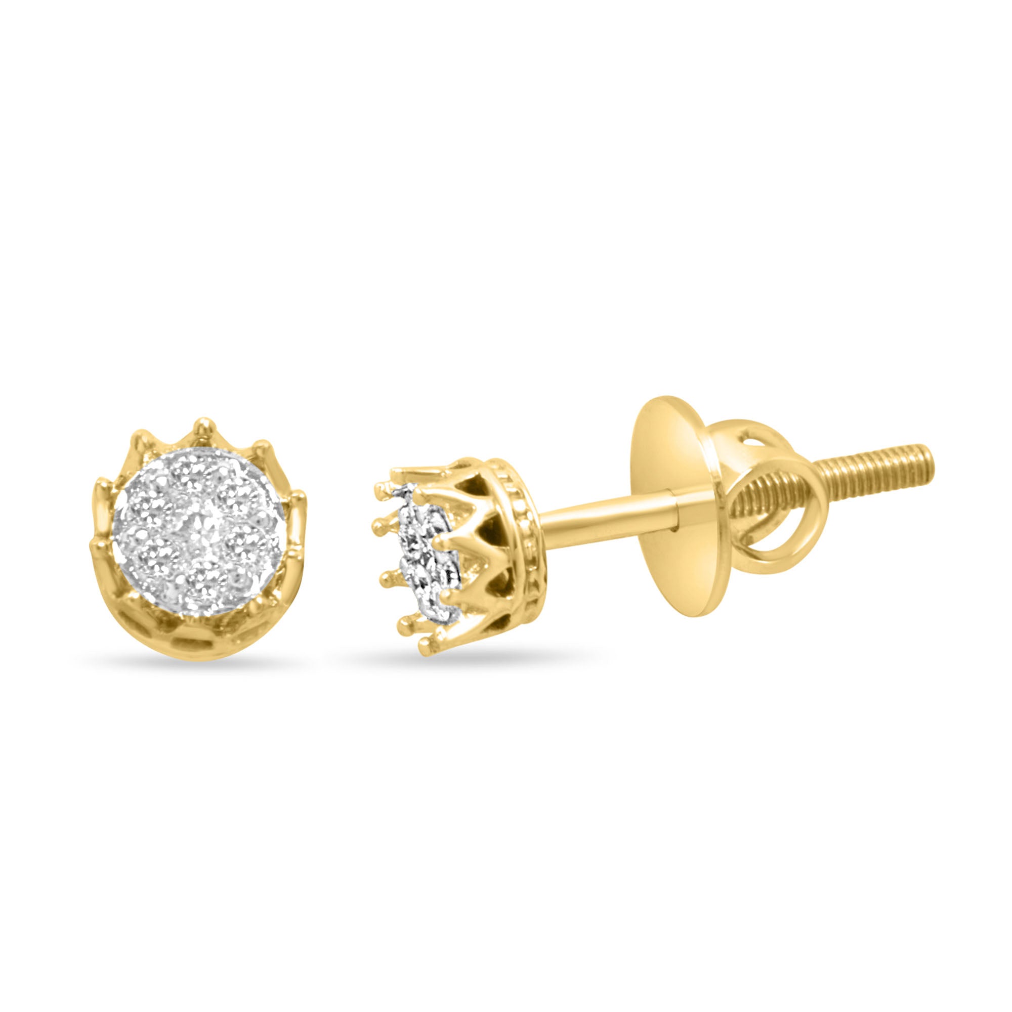 Crown Gold Earrings with Lab-Grown Diamonds