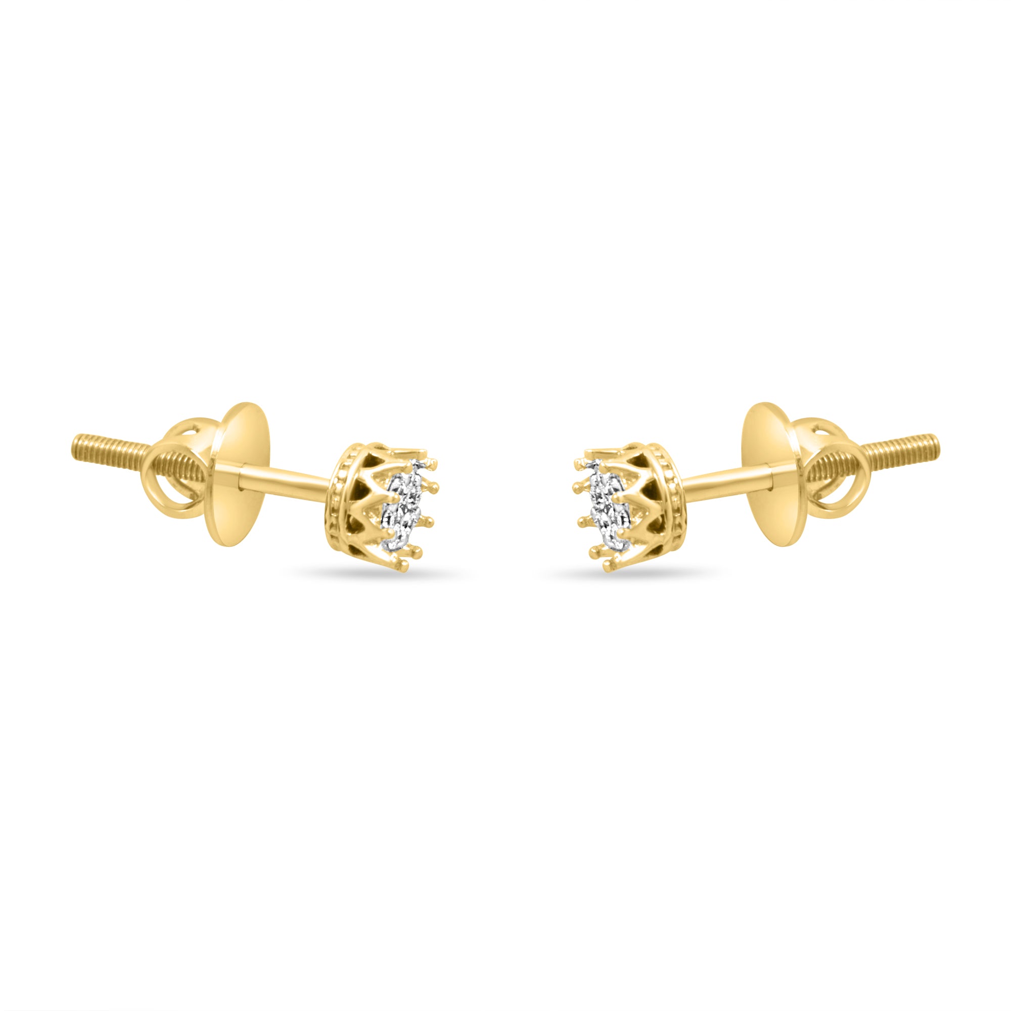 Crown Gold Earrings with Lab-Grown Diamonds