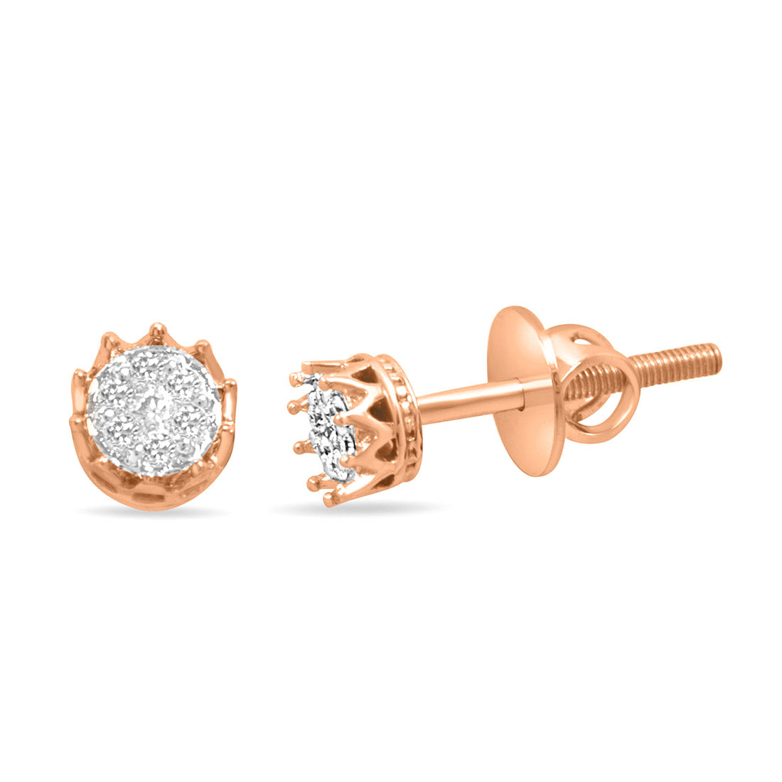 Crown Gold Earrings with Lab-Grown Diamonds