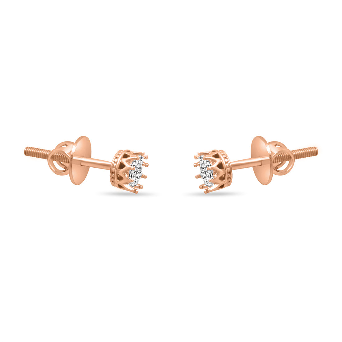 Crown Gold Earrings with Lab-Grown Diamonds