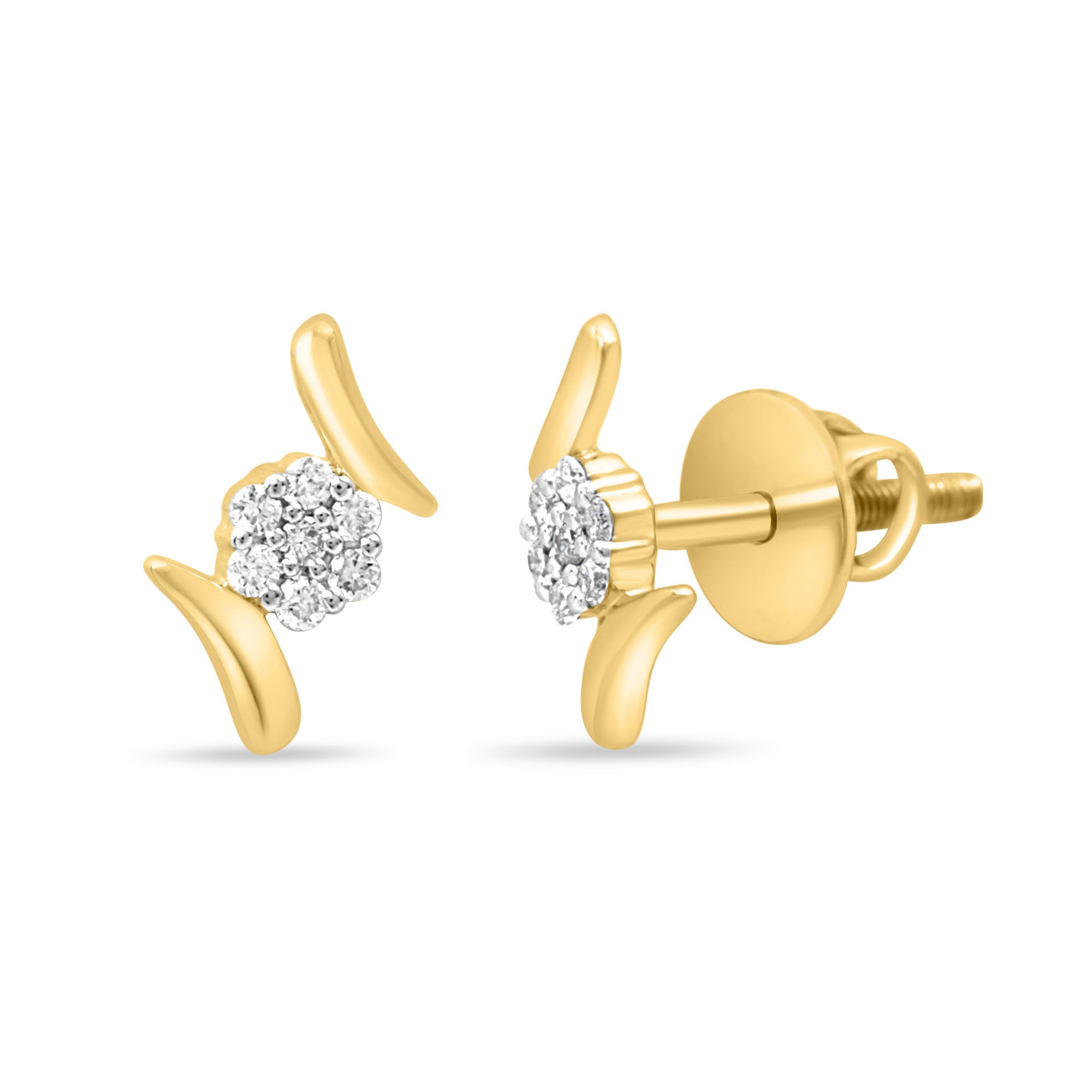 Classic Stud Gold Earrings with Lab-Grown Diamonds