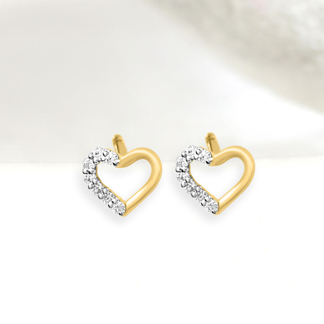 Studded Heart Gold Earrings with Lab-Grown Diamonds