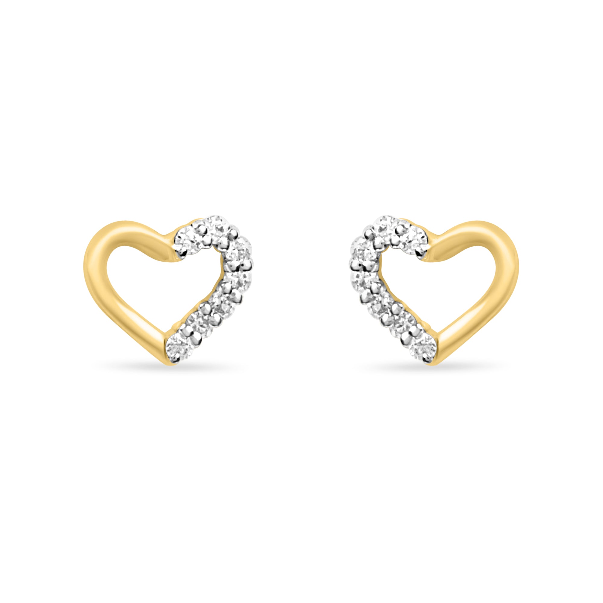 Studded Heart Gold Earrings with Lab-Grown Diamonds