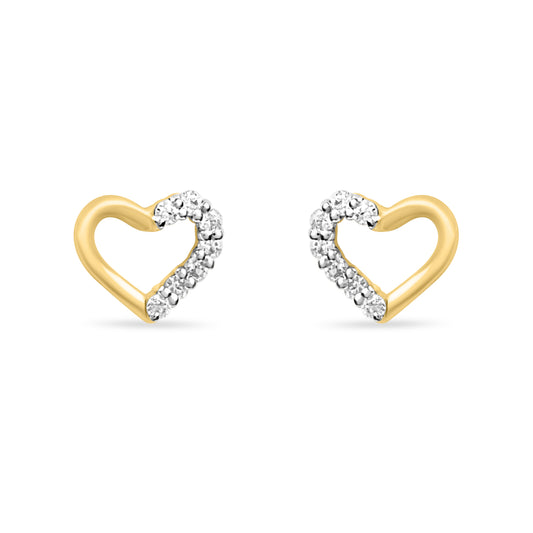 Studded Heart Gold Earrings with Lab-Grown Diamonds