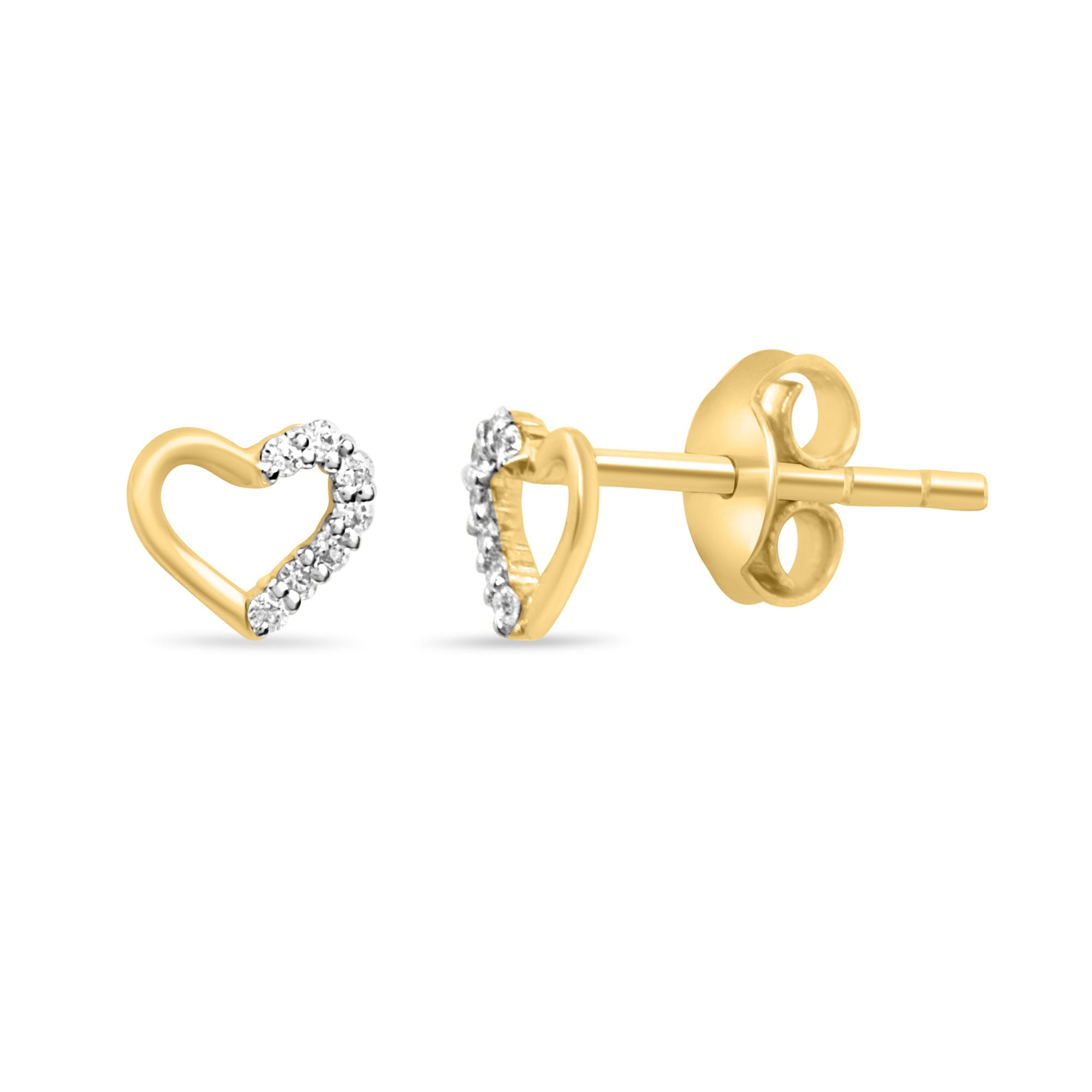 Studded Heart Gold Earrings with Lab-Grown Diamonds