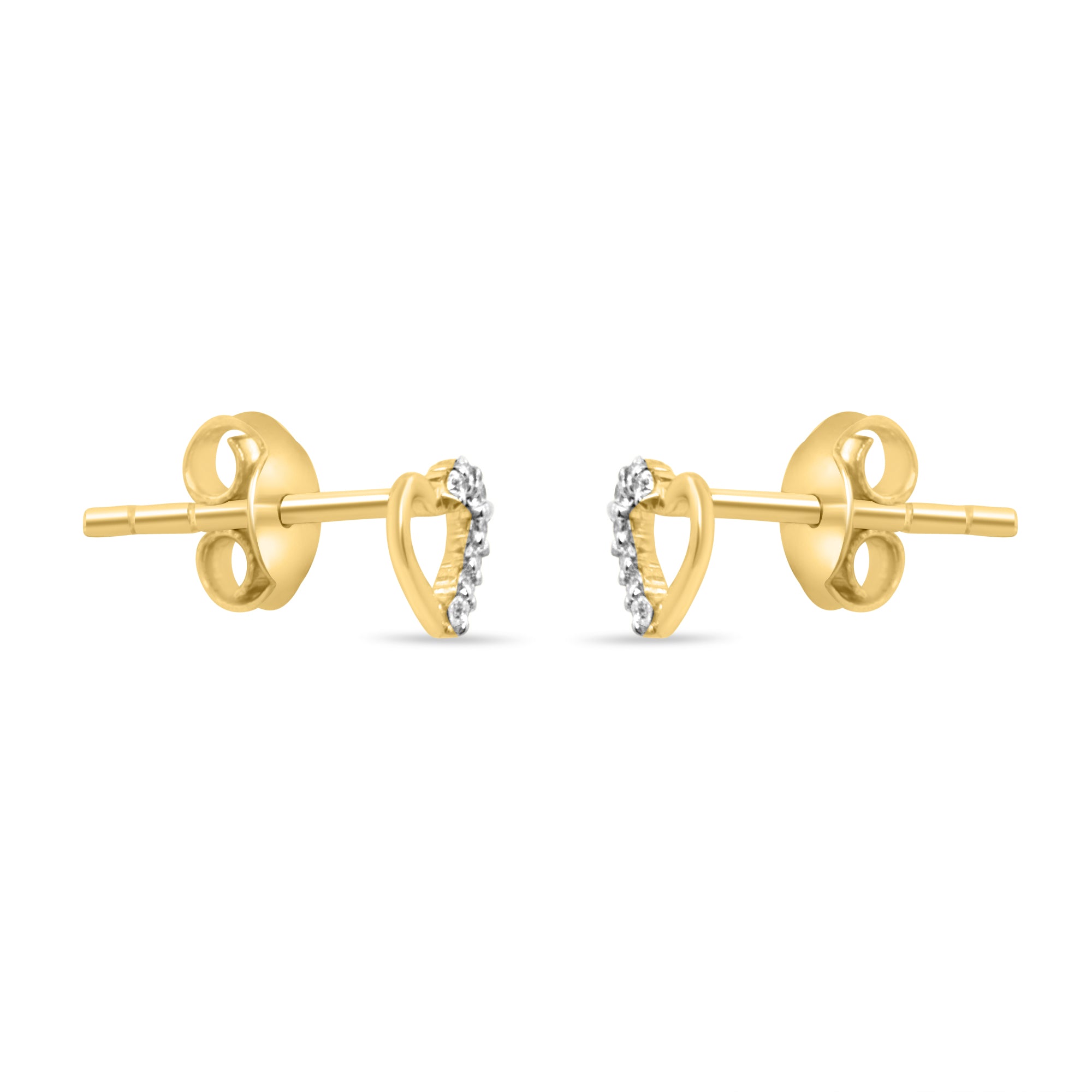 Studded Heart Gold Earrings with Lab-Grown Diamonds