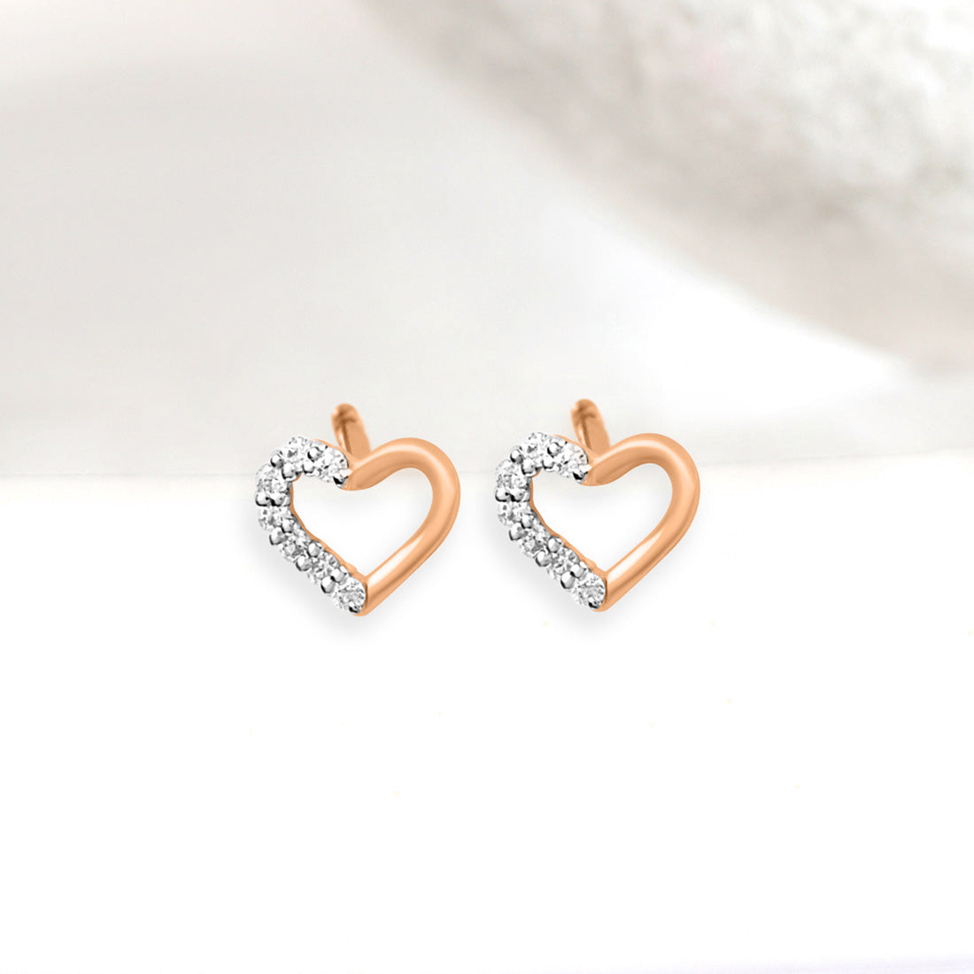 Studded Heart Gold Earrings with Lab-Grown Diamonds