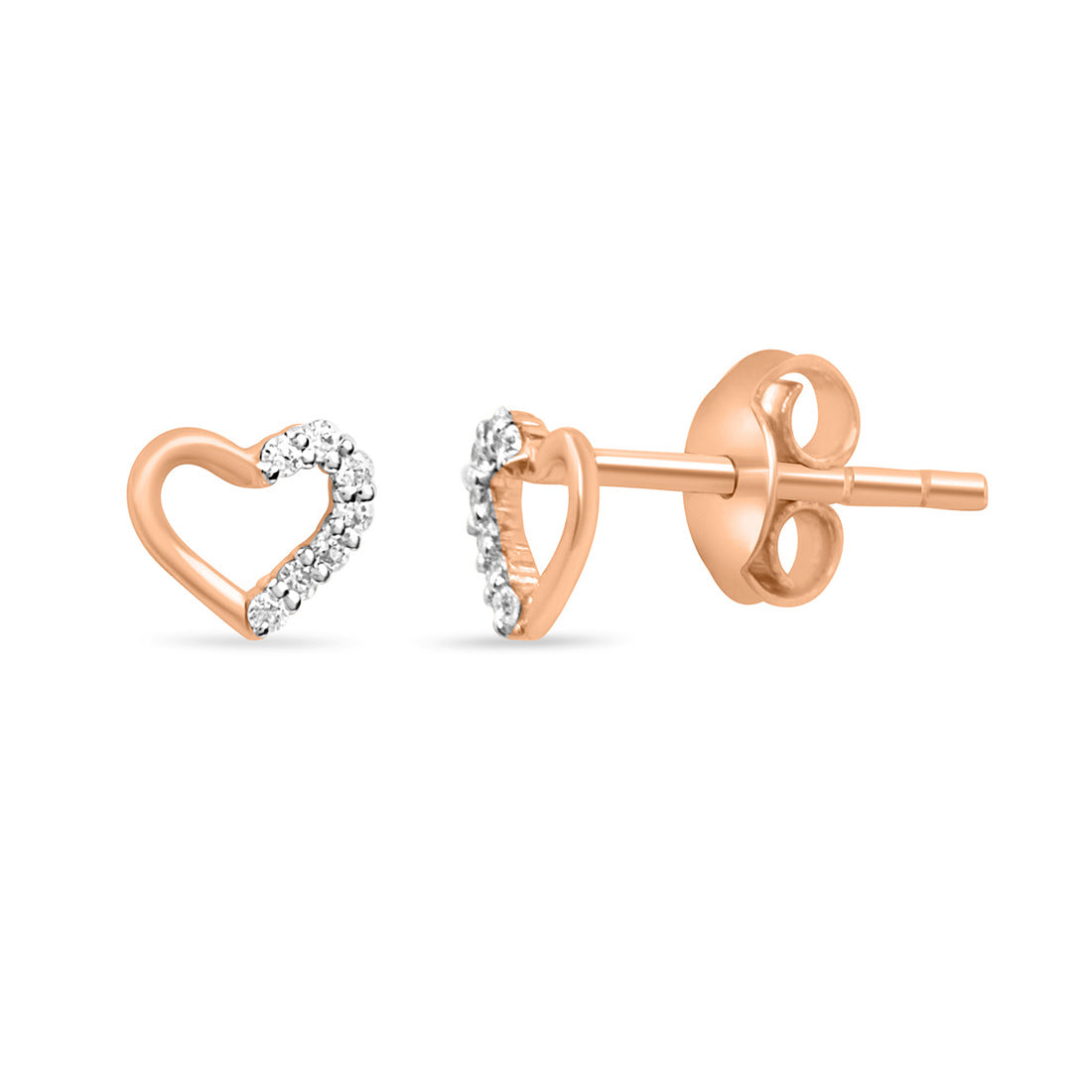 Studded Heart Gold Earrings with Lab-Grown Diamonds