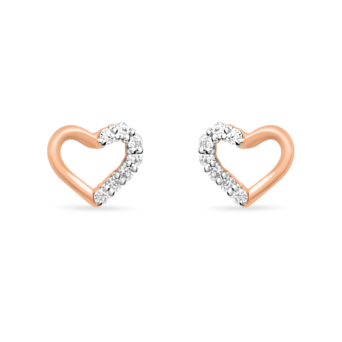 Studded Heart Gold Earrings with Lab-Grown Diamonds