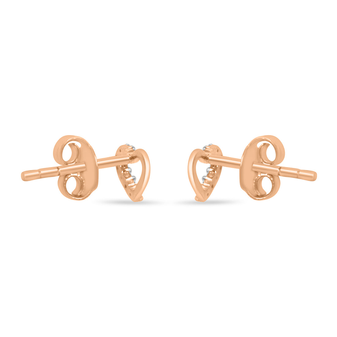 Studded Heart Gold Earrings with Lab-Grown Diamonds