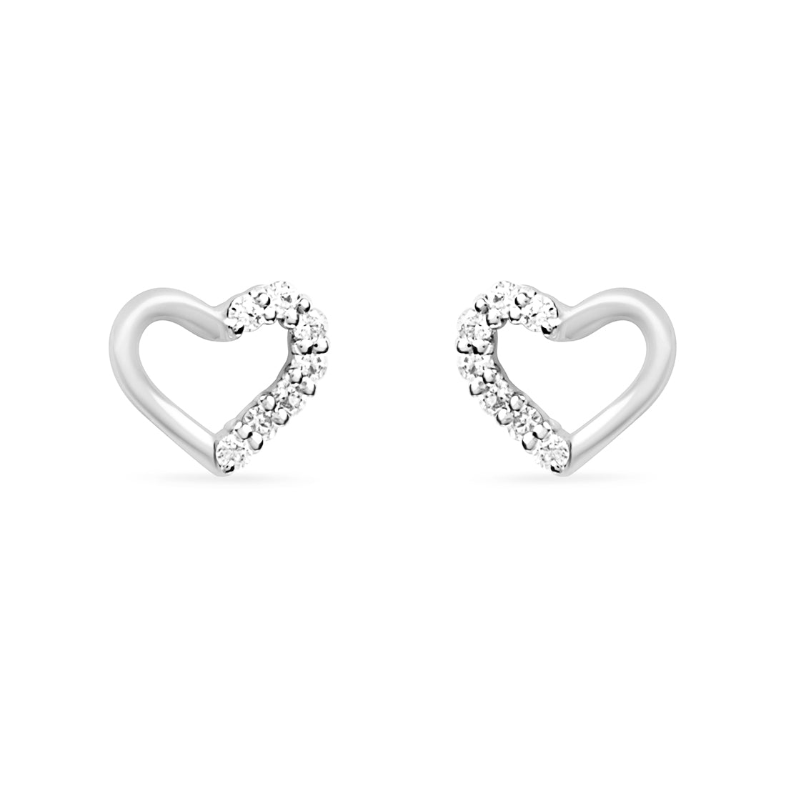 Studded Heart Gold Earrings with Lab-Grown Diamonds