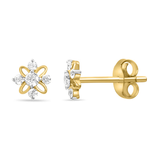 Radiant Floral Gold Earrings with Lab-Grown Diamonds