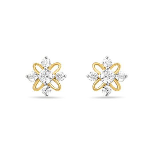 Radiant Floral Gold Earrings with Lab-Grown Diamonds