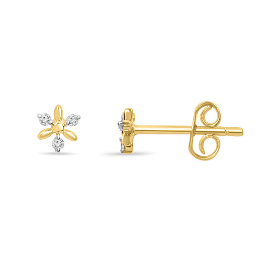 Artsy Floral Gold Lab-Grown Diamonds Earrings