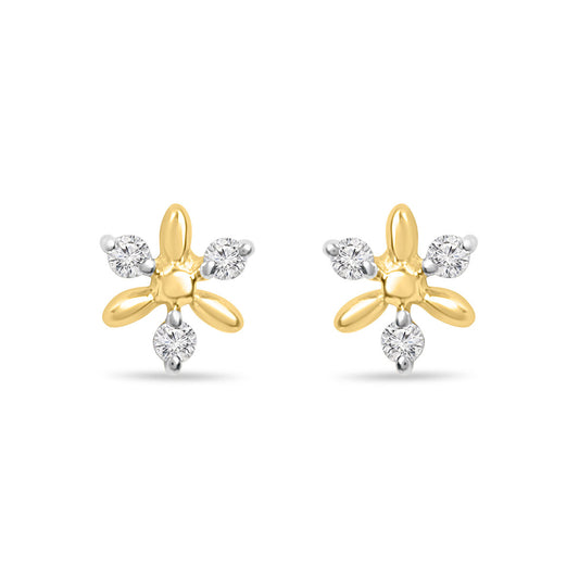 Artsy Floral Gold Lab-Grown Diamonds Earrings