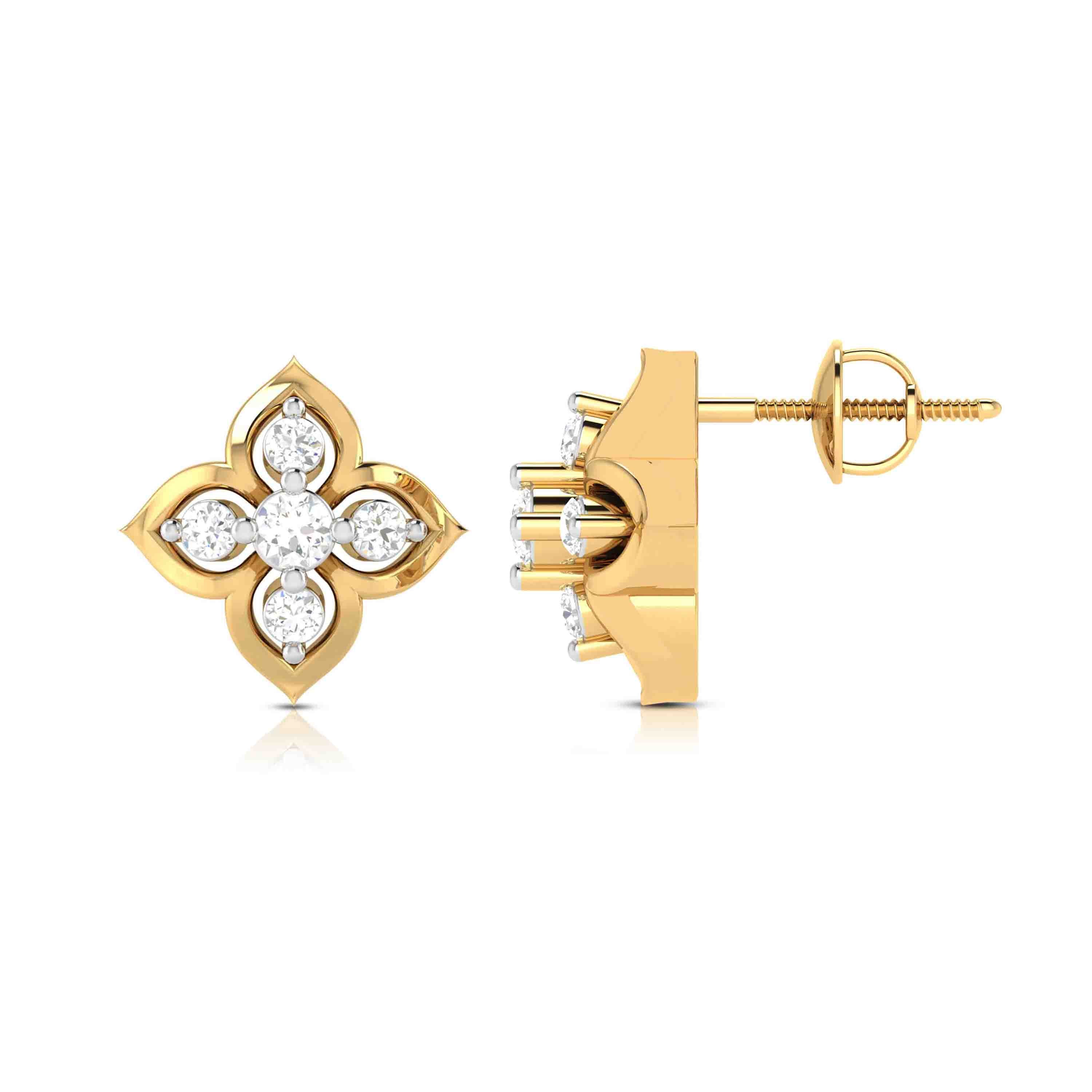 Radiant Clover Lab-Grown Diamond Stud Earrings