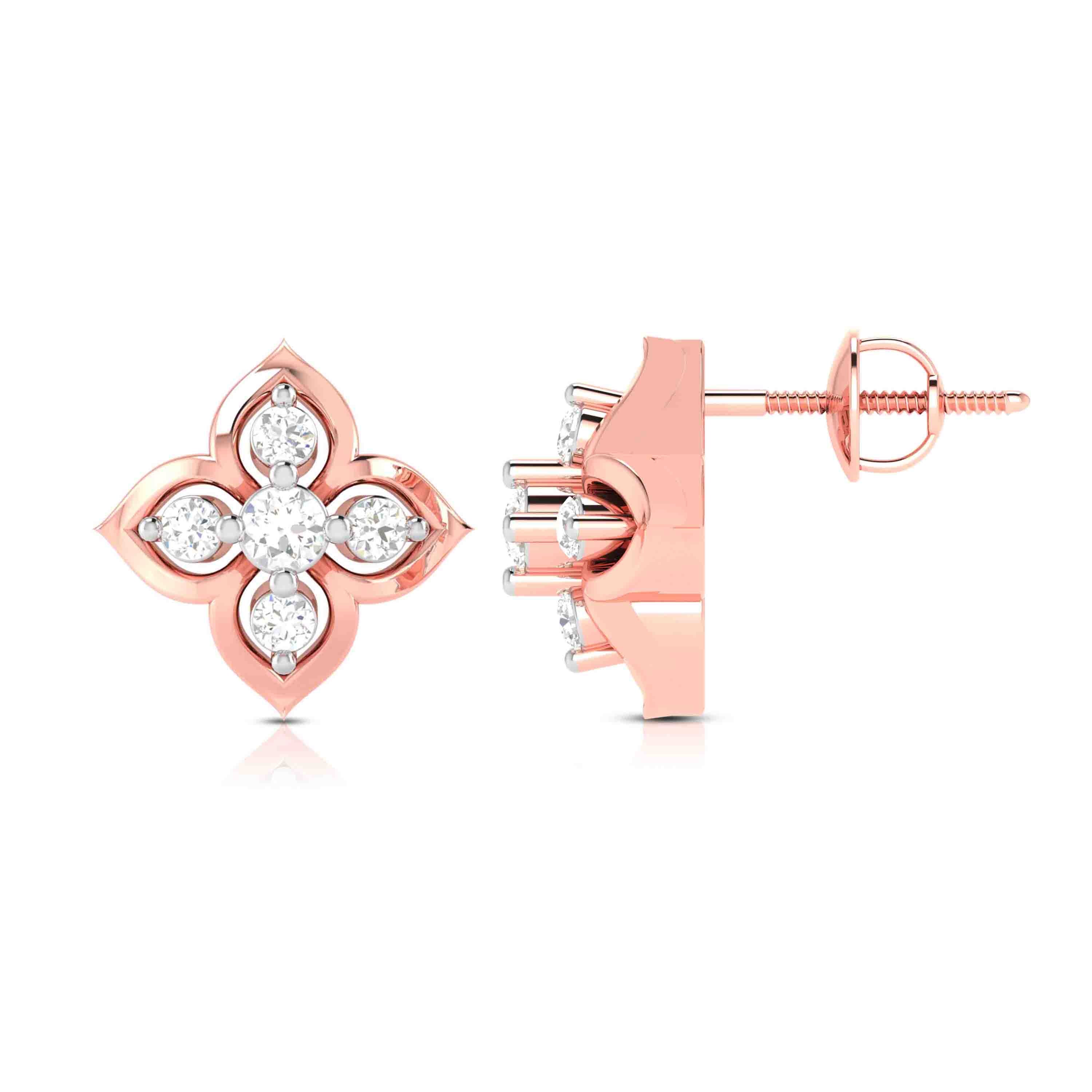 Radiant Clover Lab-Grown Diamond Stud Earrings