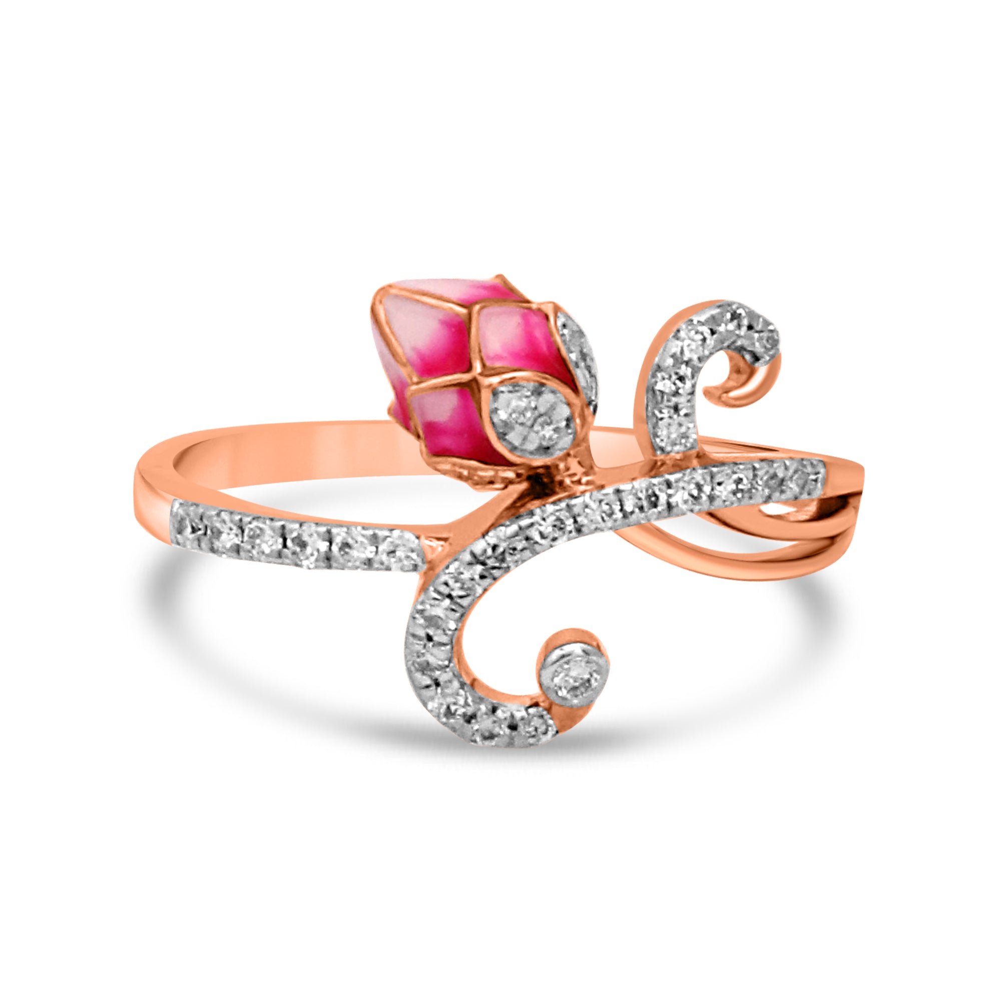 Lotus Dream Rose Gold Ring with Lab-Grown Diamonds