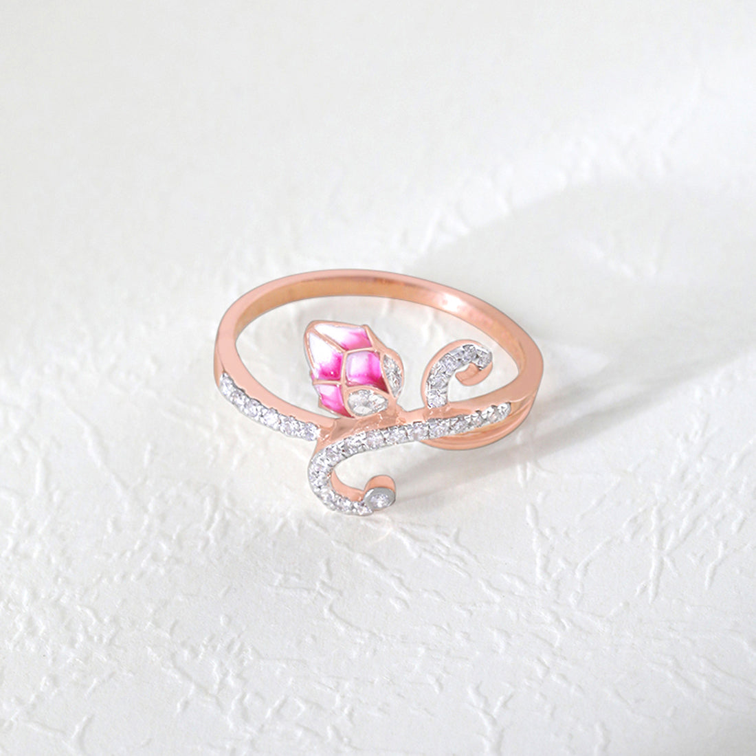 Lotus Dream Rose Gold Ring with Lab-Grown Diamonds